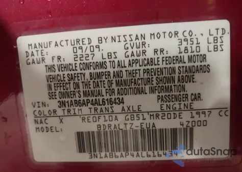 2010 Nissan Sentra 2.0S z USA, uszkodzony, nr VIN 3N1AB6AP4AL616434